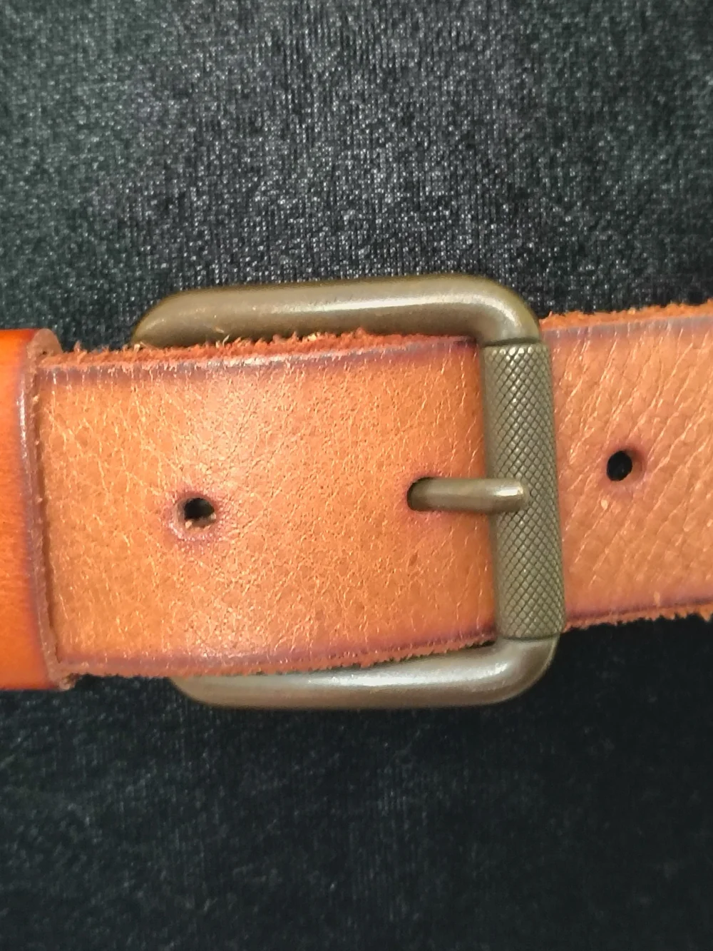 Express Mens Genuine Leather Belt -Tan With Antique Buckle -Size 34/36 -Like New